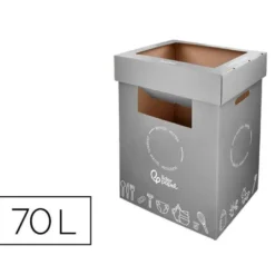 CONTENEDOR PAPELERA RECICLAJE LIDERPAPEL CARTON RECICLADO PARA RESTOS NO RECICLABLES 70 LITROS 450X350X650 MM GRIS