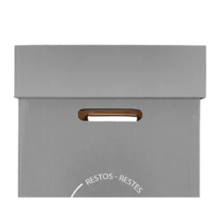 CONTENEDOR PAPELERA RECICLAJE LIDERPAPEL CARTON RECICLADO PARA RESTOS NO RECICLABLES 70 LITROS 450X350X650 MM GRIS