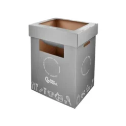 CONTENEDOR PAPELERA RECICLAJE LIDERPAPEL CARTON RECICLADO PARA RESTOS NO RECICLABLES 70 LITROS 450X350X650 MM GRIS