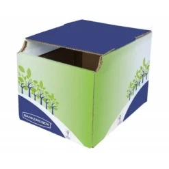 CONTENEDOR PAPELERA RECICLAJE FELLOWES SOBREMESA CARTON 100% RECICLADO MONTAJE MANUAL ENTRADA FRONTAL Y TAPA