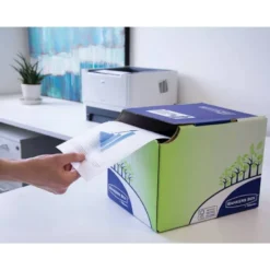 CONTENEDOR PAPELERA RECICLAJE FELLOWES SOBREMESA CARTON 100% RECICLADO MONTAJE MANUAL ENTRADA FRONTAL Y TAPA