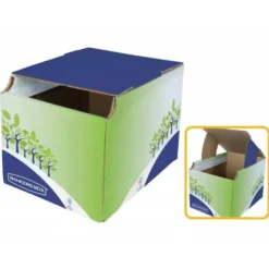 CONTENEDOR PAPELERA RECICLAJE FELLOWES SOBREMESA CARTON 100% RECICLADO MONTAJE MANUAL ENTRADA FRONTAL Y TAPA