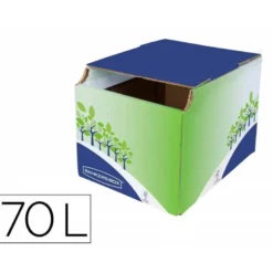 CONTENEDOR PAPELERA RECICLAJE FELLOWES SOBREMESA CARTON 100% RECICLADO MONTAJE MANUAL ENTRADA FRONTAL Y TAPA
