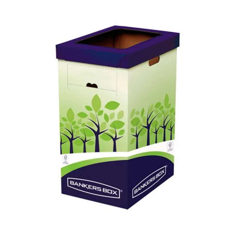 CONTENEDOR PAPELERA RECICLAJE FELLOWES CARTON DOBLE 100% RECICLADO MONTAJE MANUAL ENTRADA SUPERIOR 69 LITROS