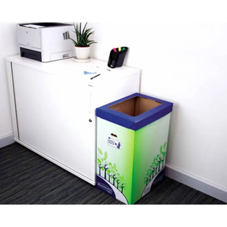 CONTENEDOR PAPELERA RECICLAJE FELLOWES CARTON DOBLE 100% RECICLADO MONTAJE MANUAL ENTRADA SUPERIOR 69 LITROS