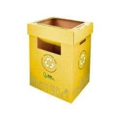 CONTENEDOR PAPELERA RECICLAJE LIDERPAPEL CARTON RECICLADO PARA ENVASES 450X350X650 MM 70 LITROS AMARILLO