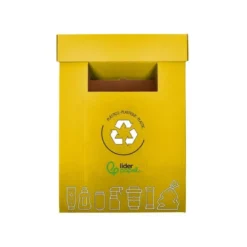 CONTENEDOR PAPELERA RECICLAJE LIDERPAPEL CARTON RECICLADO PARA ENVASES 450X350X650 MM 70 LITROS AMARILLO
