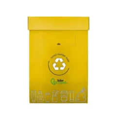 CONTENEDOR PAPELERA RECICLAJE LIDERPAPEL CARTON RECICLADO PARA ENVASES 450X350X650 MM 70 LITROS AMARILLO