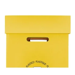 CONTENEDOR PAPELERA RECICLAJE LIDERPAPEL CARTON RECICLADO PARA ENVASES 450X350X650 MM 70 LITROS AMARILLO