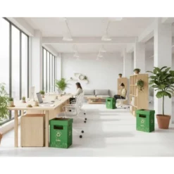 CONTENEDOR PAPELERA RECICLAJE LIDERPAPEL CARTON RECICLADO PARA VIDRIO 450X350X350 MM 70 LITROS VERDE
