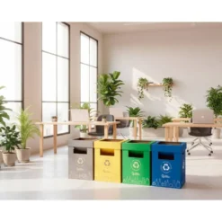 CONTENEDOR PAPELERA RECICLAJE LIDERPAPEL CARTON RECICLADO PARA PAPEL Y CARTON 450X350X650 MM 70 LITROS AZUL