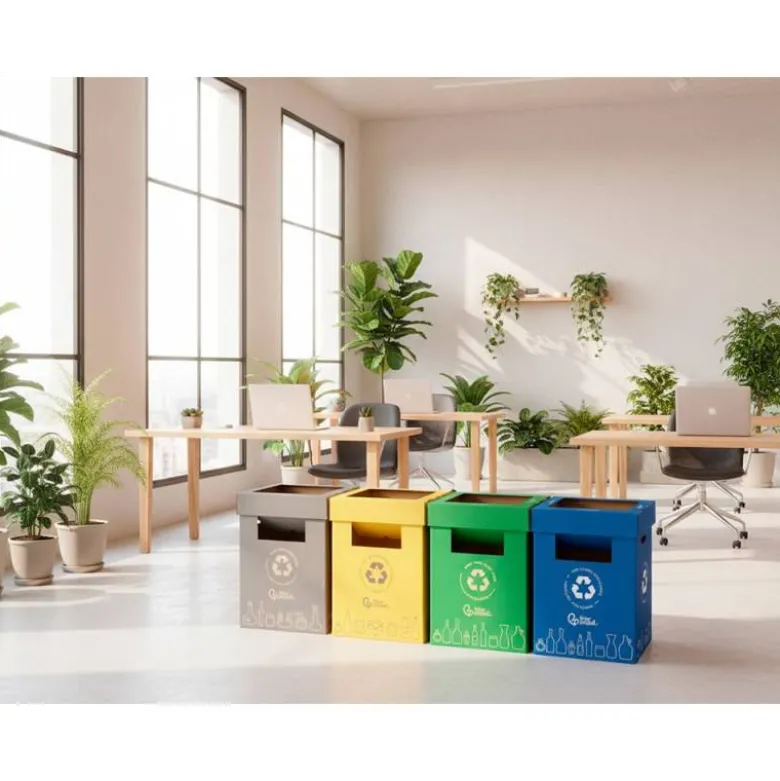 CONTENEDOR PAPELERA RECICLAJE LIDERPAPEL CARTON RECICLADO PARA PAPEL Y CARTON 450X350X650 MM 70 LITROS AZUL