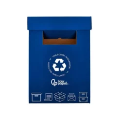 CONTENEDOR PAPELERA RECICLAJE LIDERPAPEL CARTON RECICLADO PARA PAPEL Y CARTON 450X350X650 MM 70 LITROS AZUL