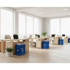 CONTENEDOR PAPELERA RECICLAJE LIDERPAPEL CARTON RECICLADO PARA PAPEL Y CARTON 450X350X650 MM 70 LITROS AZUL