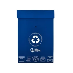 CONTENEDOR PAPELERA RECICLAJE LIDERPAPEL CARTON RECICLADO PARA PAPEL Y CARTON 450X350X650 MM 70 LITROS AZUL