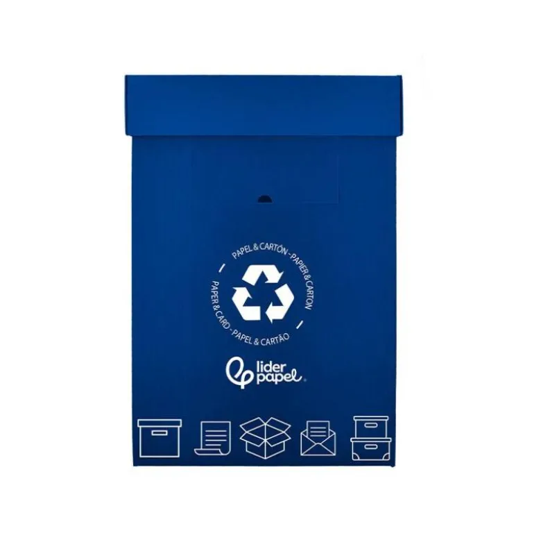 CONTENEDOR PAPELERA RECICLAJE LIDERPAPEL CARTON RECICLADO PARA PAPEL Y CARTON 450X350X650 MM 70 LITROS AZUL