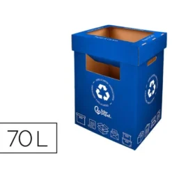 CONTENEDOR PAPELERA RECICLAJE LIDERPAPEL CARTON RECICLADO PARA PAPEL Y CARTON 450X350X650 MM 70 LITROS AZUL