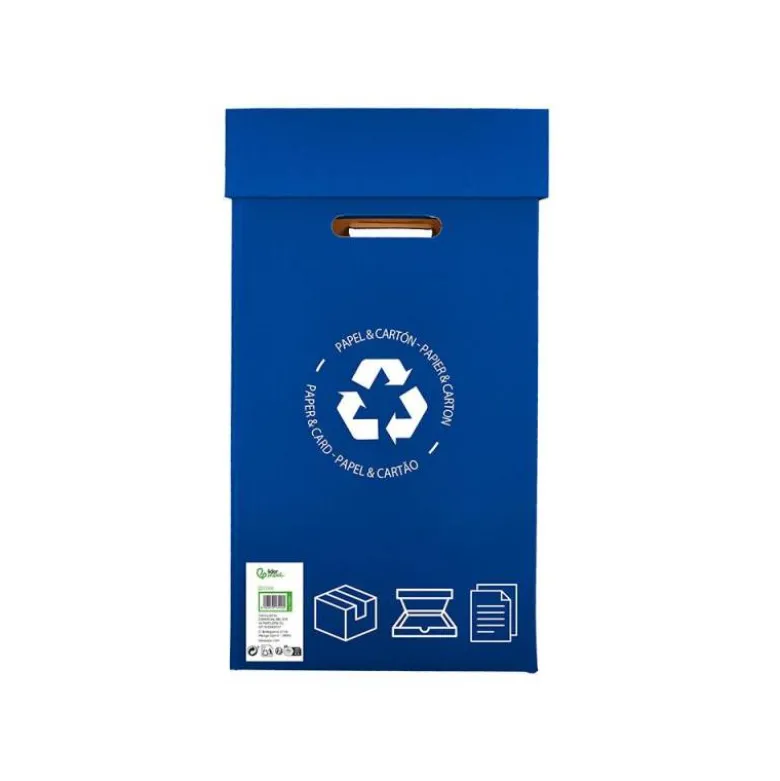 CONTENEDOR PAPELERA RECICLAJE LIDERPAPEL CARTON RECICLADO PARA PAPEL Y CARTON 450X350X650 MM 70 LITROS AZUL