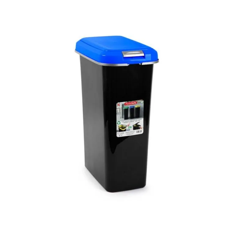 CONTENEDOR PARA RECICLAJE PLASTICFORTE 25 L CON TAPA COLOR AZUL PARCHIS