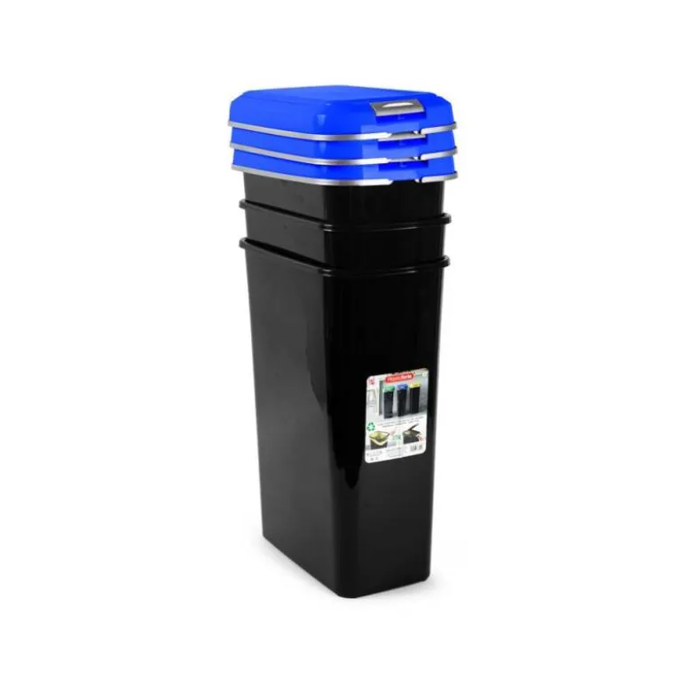 CONTENEDOR PARA RECICLAJE PLASTICFORTE 25 L CON TAPA COLOR AZUL PARCHIS