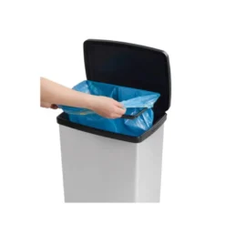 CONTENEDOR PLASTICO CEP ELITE CON TAPA Y PEDAL DOS COMPARTIMENTOS 50 L COLOR PLATA 390X288X654 MM