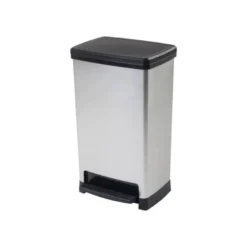 CONTENEDOR PLASTICO CEP ELITE CON TAPA Y PEDAL DOS COMPARTIMENTOS 50 L COLOR PLATA 390X288X654 MM