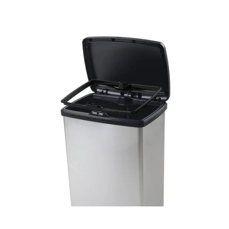 CONTENEDOR PLASTICO CEP ELITE CON TAPA Y PEDAL DOS COMPARTIMENTOS 50 L COLOR PLATA 390X288X654 MM