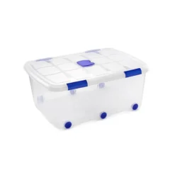 Contenedor plastico plasticforte 100 litros n 15 transparente con tapa 330x800x600 mm
