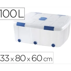 Contenedor plastico plasticforte 100 litros n 15 transparente con tapa 330x800x600 mm