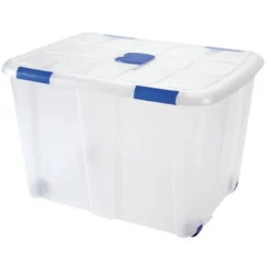 Contenedor plastico plasticforte 130 litros n 16 transparente con tapa 480x740x540 mm