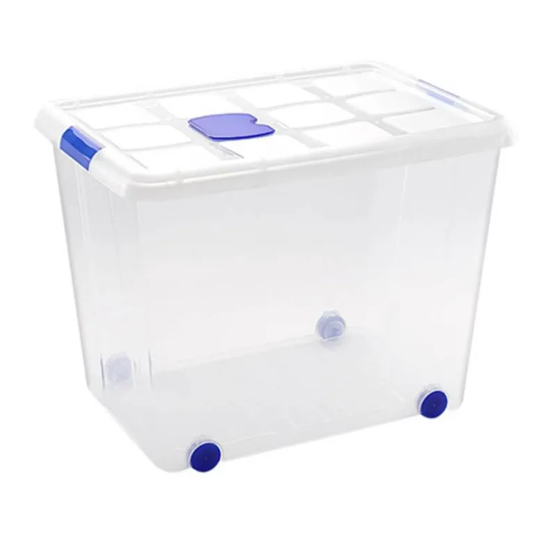 Contenedor plastico plasticforte 86 litros n 8 transparente con tapa 470x620x450 mm