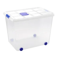 Contenedor plastico plasticforte 86 litros n 8 transparente con tapa 470x620x450 mm