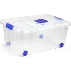 CONTENEDOR PLASTICO PLASTICFORTE N 3 TRANSPARENTE CON TAPA CAPACIDAD 36 L