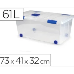 CONTENEDOR PLASTICO PLASTICFORTE N 7 TRANSPARENTE CON TAPA 61L 73X41X32 CM