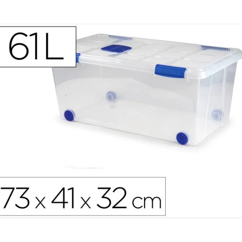 CONTENEDOR PLASTICO PLASTICFORTE N 7 TRANSPARENTE CON TAPA 61L 73X41X32 CM