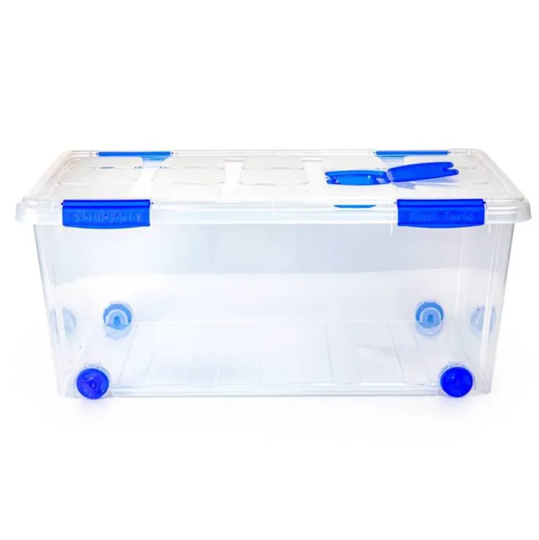 CONTENEDOR PLASTICO PLASTICFORTE N 7 TRANSPARENTE CON TAPA 61L 73X41X32 CM