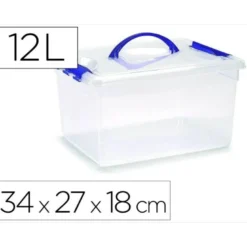 CONTENEDOR PLASTICO PLASTICFORTE N 9 TRANSPARENTE CON TAPA Y ASA CAPACIDAD 12 L