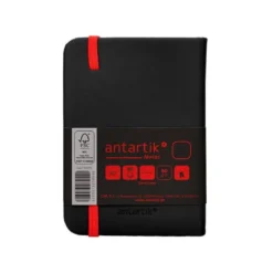 CUADERNO CON GOMILLA ANTARTIK NOTES TAPA DURA A7 HOJAS LISAS NEGRO Y ROJO 80 HOJAS 80 GR FSC