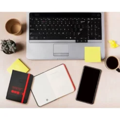 CUADERNO CON GOMILLA ANTARTIK NOTES TAPA DURA A7 HOJAS LISAS NEGRO Y ROJO 80 HOJAS 80 GR FSC