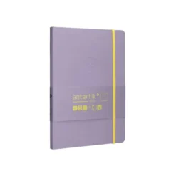 CUADERNO CON GOMILLA ANTARTIK NOTES TAPA BLANDA A5 HOJAS RAYAS MORADO Y AMARILLO 80 HOJAS 80 GR FSC