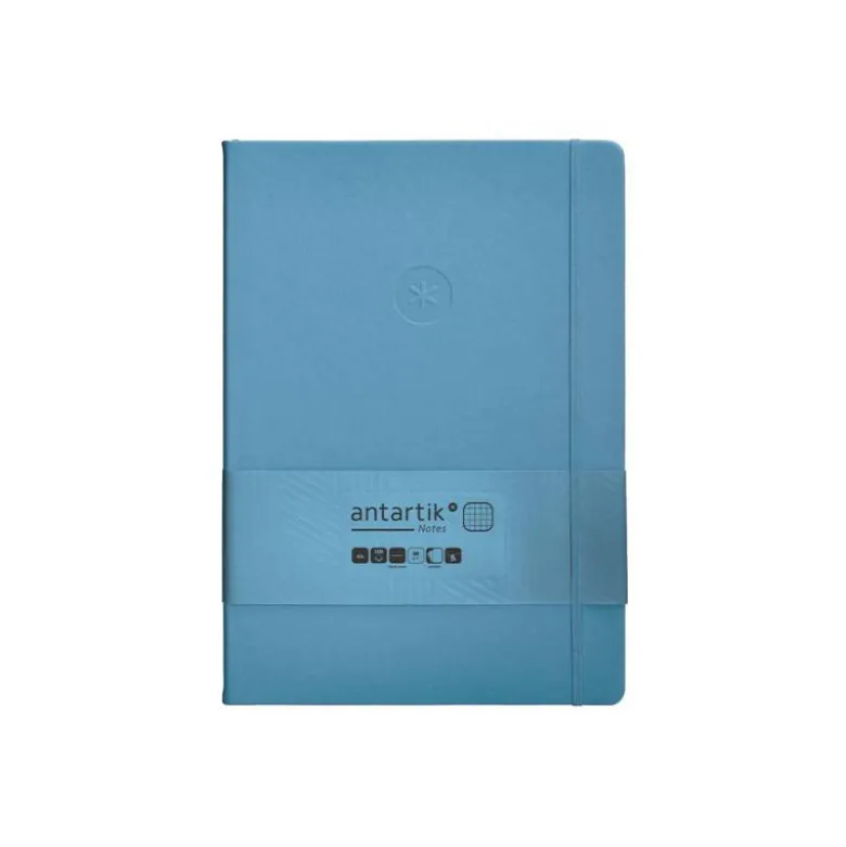 CUADERNO CON GOMILLA ANTARTIK NOTES TAPA DURA A4 HOJAS CUADRICULA AZUL CLARO 100 HOJAS 80 GR FSC