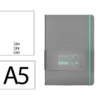 CUADERNO CON GOMILLA ANTARTIK NOTES TAPA DURA A5 HOJAS LISAS GRIS Y TURQUESA 100 HOJAS 80 GR FSC