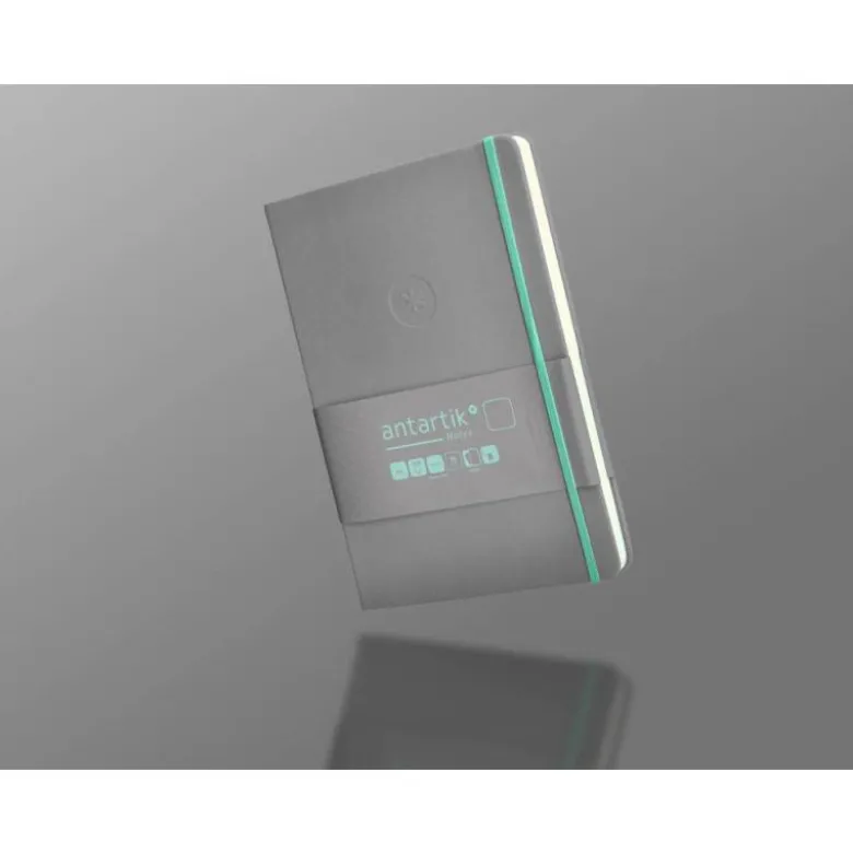 CUADERNO CON GOMILLA ANTARTIK NOTES TAPA DURA A5 HOJAS LISAS GRIS Y TURQUESA 100 HOJAS 80 GR FSC