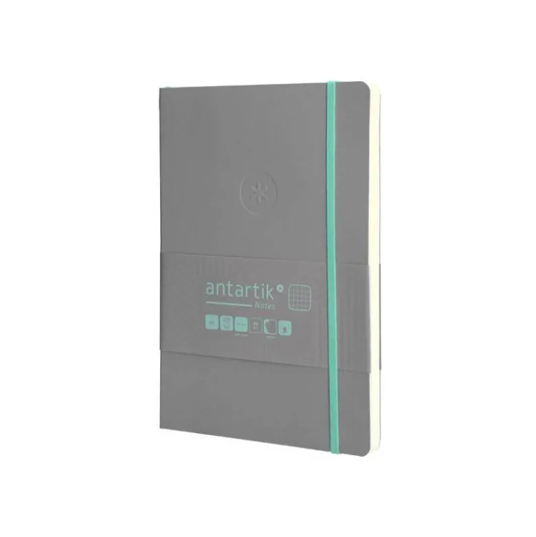 CUADERNO CON GOMILLA ANTARTIK NOTES TAPA BLANDA A5 HOJAS CUADRICULA GRIS Y TURQUESA 80 HOJAS 80 GR FSC