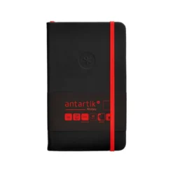CUADERNO CON GOMILLA ANTARTIK NOTES TAPA DURA A6 HOJAS LISAS NEGRO Y ROJO 100 HOJAS 80 GR FSC