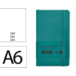 CUADERNO CON GOMILLA ANTARTIK NOTES TAPA BLANDA A6 HOJAS LISAS VERDE AGUAMARINA 100 HOJAS 80 GR FSC