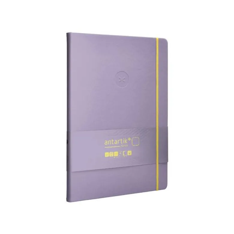 CUADERNO CON GOMILLA ANTARTIK NOTES TAPA DURA A4 HOJAS LISAS MORADO Y AMARILLO 100 HOJAS 80 GR FSC
