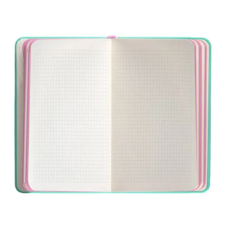 CUADERNO CON GOMILLA ANTARTIK NOTES TAPA DURA A6 HOJAS CUADRICULA ROSA Y TURQUESA 100 HOJAS 80 GR FSC