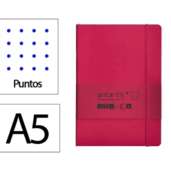 CUADERNO CON GOMILLA ANTARTIK NOTES TAPA BLANDA A5 HOJAS PUNTOS BURDEOS 80 HOJAS 80 GR FSC