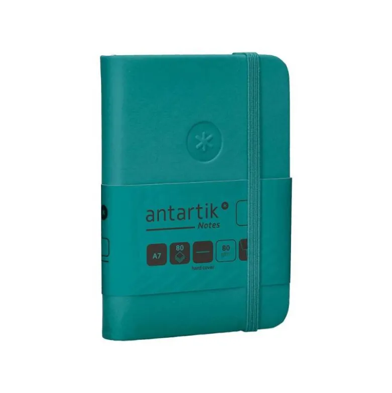 CUADERNO CON GOMILLA ANTARTIK NOTES TAPA DURA A7 HOJAS LISAS VERDE AGUAMARINA 80 HOJAS 80 GR FSC